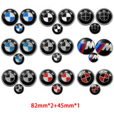 82mm BMW Car Front Bonnet Emblem 82mm Rear Badge 45mm Car Steering Wheel Center Sticker Decal