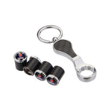 4pcs/set SAAB Logo Carbon Fiber Car Air Valve Stem Caps Auto Tyre Valve Covers with Wrench