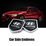 2PCS Hyundai Metal Car Rear Sticker Shield Trunk Emblem Badge Decal
