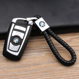 BMW Logo PU Leather Braided Rope Car Keychain
