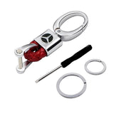 Mercedes Benz Logo PU Leather Braided Rope Car Keychain