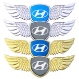 Hyundai Logo Metal Wings Car Front Hood Bonnet Center Sticker Emblem