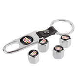 4pcs/set Cadillac Car Air Valve Stem Cap Auto Tyre Valve Covers with Keychain