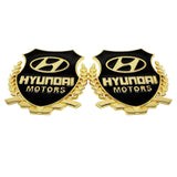 2PCS Hyundai Metal Car Rear Sticker Shield Trunk Emblem Badge Decal
