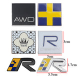 Volvo R Design Crown AWD Logo Metal Car Rear Sticker Decal Emblem Badge
