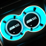2pcs BMW M Power M3 M5 X1 X2 X3 X4 X5 X6 Logo Car Water Coasters 7-color LED Light Cup Mat Holder