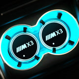 2pcs BMW M Power M3 M5 X1 X2 X3 X4 X5 X6 Logo Car Water Coasters 7-color LED Light Cup Mat Holder