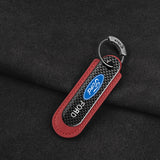 Ford Logo PU Leather Carbon Fiber Car Keyring