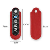 BMW M Power Logo PU Leather Carbon Fiber Car Keyring