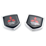 2PCS Mitsubishi Ralliart Metal Car Rear Sticker Shield Trunk Emblem Badge Decal