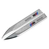 2pcs BMW M Power Logo Metal Car Side Fender Sticker Emblem Badge