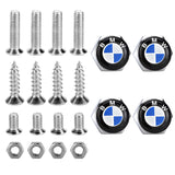 4pcs/set BMW M Power Alpina Logo Stainless Steel Car License Plate Bolts