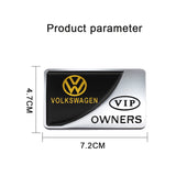 VW VIP OWNERS Metal Car Stickers Rear Emblem Badge