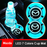 2pcs Mazda Logo Car Water Coasters 7-color LED Light Cup Mat Holder