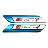 2pcs Audi Sline Logo Metal Car Side Sticker Emblem Badge Decal Auto Body Decoration