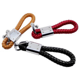 Ford Mustang Logo PU Leather Braided Rope Car Keychain