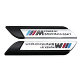 2pcs BMW M Power Logo Metal Car Side Sticker Emblem Badge Decal Auto Body Decoration