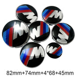 7PCS BMW 1 3 5 7 Series Car Front Hood Sticker Rear Emblem Badge Car Steering Wheel Sticker Wheel Center Hub Cap
