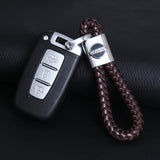 Nissan Logo PU Leather Braided Rope Car Keychain