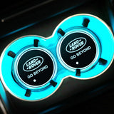2pcs Land Rover Logo Car Water Coasters 7-color LED Light Cup Mat Holder