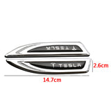 2pcs Tesla Metal Car Side Fender Emblem Sticker Decal