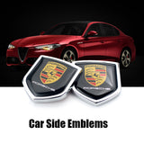 2PCS Porsche Metal Car Rear Sticker Shield Trunk Emblem Badge Decal