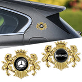 Mercedes Benz AMG Double Lion Metal Car Rear Sticker Auto Window Emblem Badge Decal