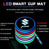2pcs Suzuki Logo Car Water Coasters 7-color LED Light Cup Mat Holder