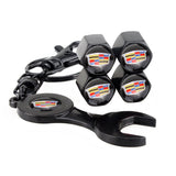 4pcs/set Cadillac Logo Car Air Valve Stem Cap Auto Tyre Valve Covers with Wrench