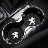 2pcs/set Peugeot Logo PVC Waterproof Car Water Coaster