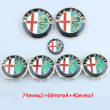 7pcs/set Alfa Romeo Car Front Rear Emblem Badge Auto Hub Caps Car Steering Wheel Sticker
