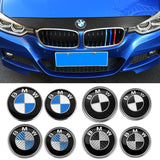 2PCS BMW Logo X1 X3 X5 X6 1 3 5 7 Series 82mm Car Front Hood Sticker 74mm Auto Trunk Emblem Rear Badge Decal