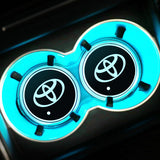 2pcs Toyota Logo Car Water Coasters 7-color LED Light Cup Mat Holder