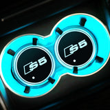 2pcs Audi RS S Line S4 S5 S6 S7 Logo Car Water Coasters 7-color LED Light Cup Mat Holder