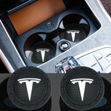 2pcs/set Tesla Logo PVC Waterproof Car Water Coaster
