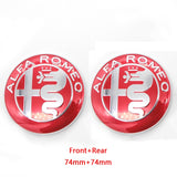 2pcs 7.4cm Alfa Romeo Car Front Hood Grille Sticker Auto Rear Emblem Badge Decal