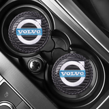 2pcs/set Volvo Carbon Fiber Car Water Coaster Non-slip Mat