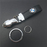 BMW Car Logo Leopard Head PU Leather Keychain Key Pendant