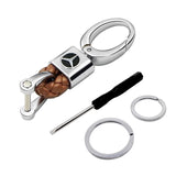 Mercedes Benz Logo PU Leather Braided Rope Car Keychain
