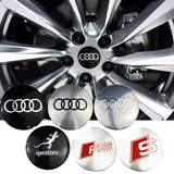 4pcs 56/60/65/75/90mm Audi Quattro Sline RS Car Wheel Center Hub Cap Sticker Decal