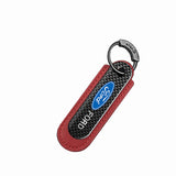 Ford Logo PU Leather Carbon Fiber Car Keyring
