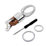 Lincoln Logo PU Leather Braided Rope Car Keychain
