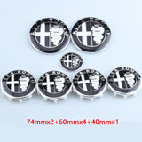 7pcs/set Alfa Romeo Car Front Rear Emblem Badge Auto Hub Caps Car Steering Wheel Sticker