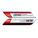 2pcs BMW M Power Logo Metal Car Side Sticker Emblem Badge Decal Auto Body Decoration
