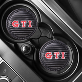 2pcs/set Volkswagen ABT GTI Rline Carbon Fiber Car Water Coaster Non-slip Mat