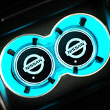 2pcs Nissan Logo Car Water Coasters 7-color LED Light Cup Mat Holder