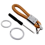 Jaguar Logo PU Leather Braided Rope Car Keychain