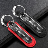 Mercedes Benz AMG Logo PU Leather Carbon Fiber Car Keyring