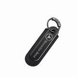 Mercedes Benz AMG Logo PU Leather Carbon Fiber Car Keyring