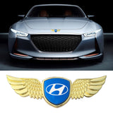Hyundai Logo Metal Wings Car Front Hood Bonnet Center Sticker Emblem
